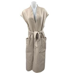 Zara Women's Beige Sleeveless Belted Pocket Long Trench Coat Jacket Size M/L